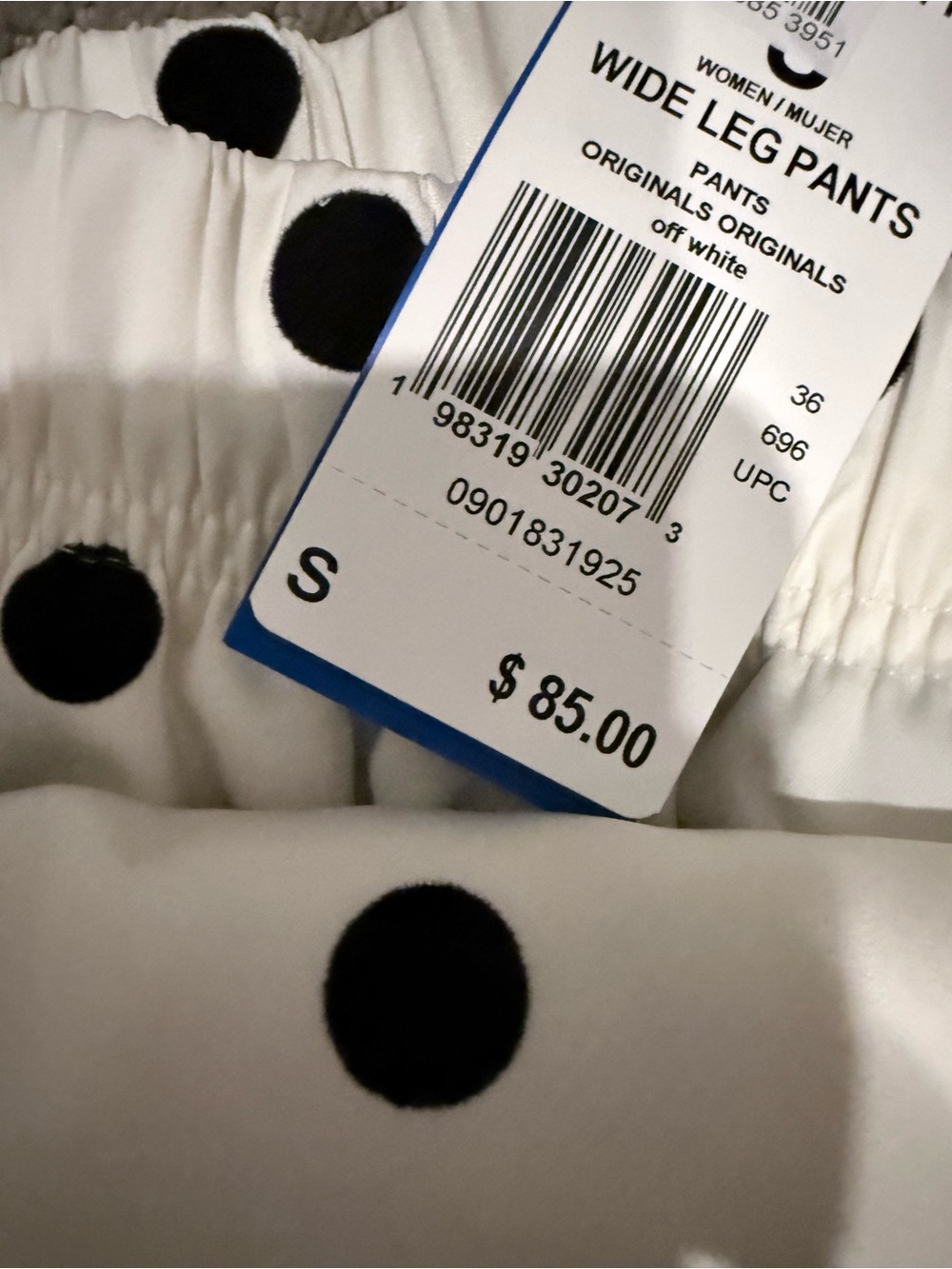 NWT adidas SATIN POLKA DOTS WIDE LEG PANT - Picture 7 of 7